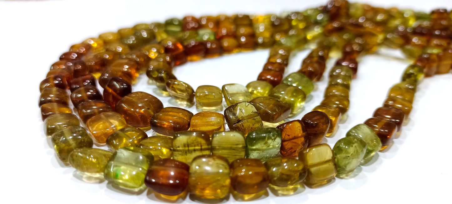 Natural Green Apatite Chiclets Cushion Square 7-8mm Smooth Beads Strand 8 Inches