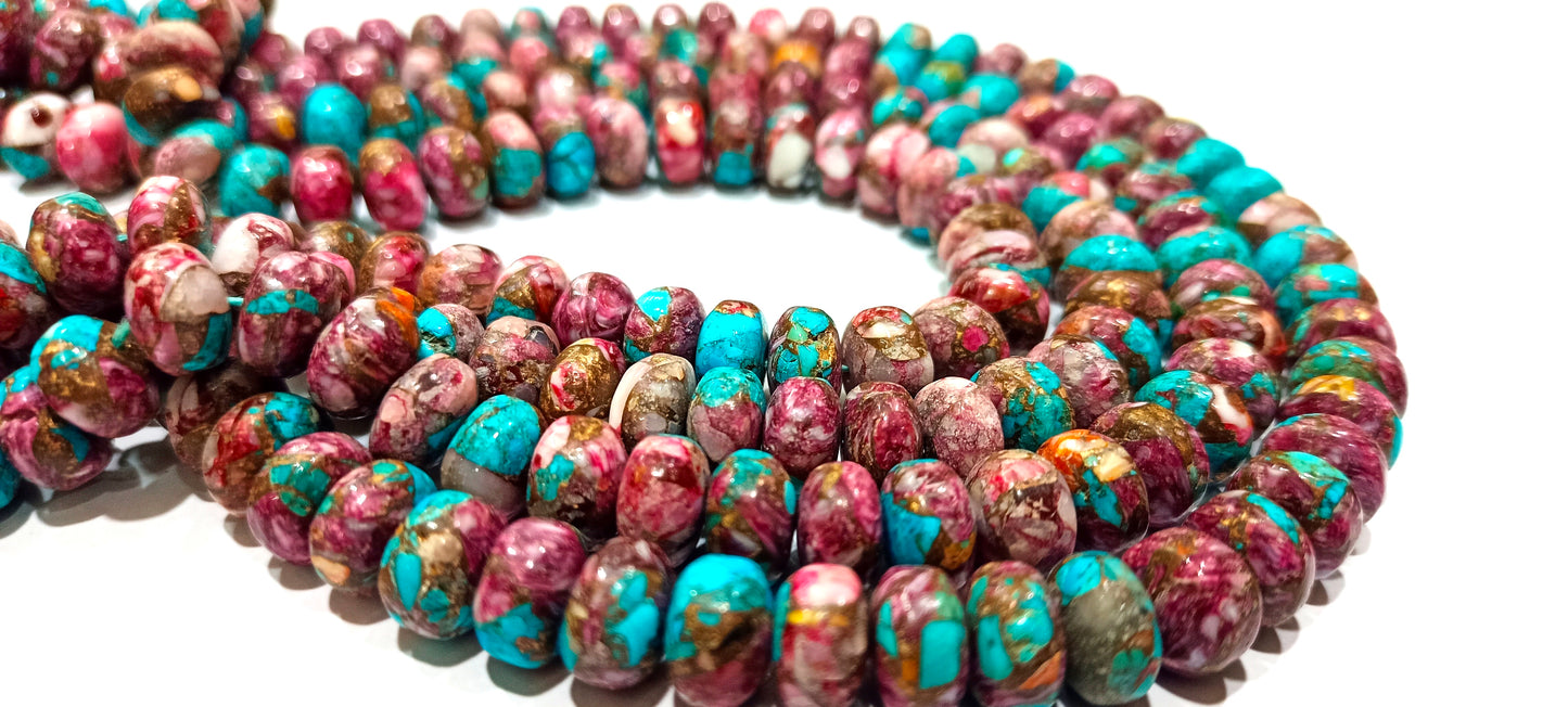 Natural Purple Dahlia Kingman Copper Turquoise Plain Smooth 8mm Beads Sold Per Strand 7 Inches