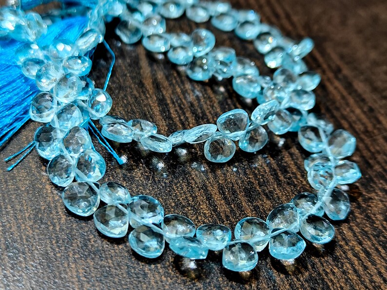 Natural Untreated Blue Topaz 6-7mm Heart shape Briolette beads Sky BT beads