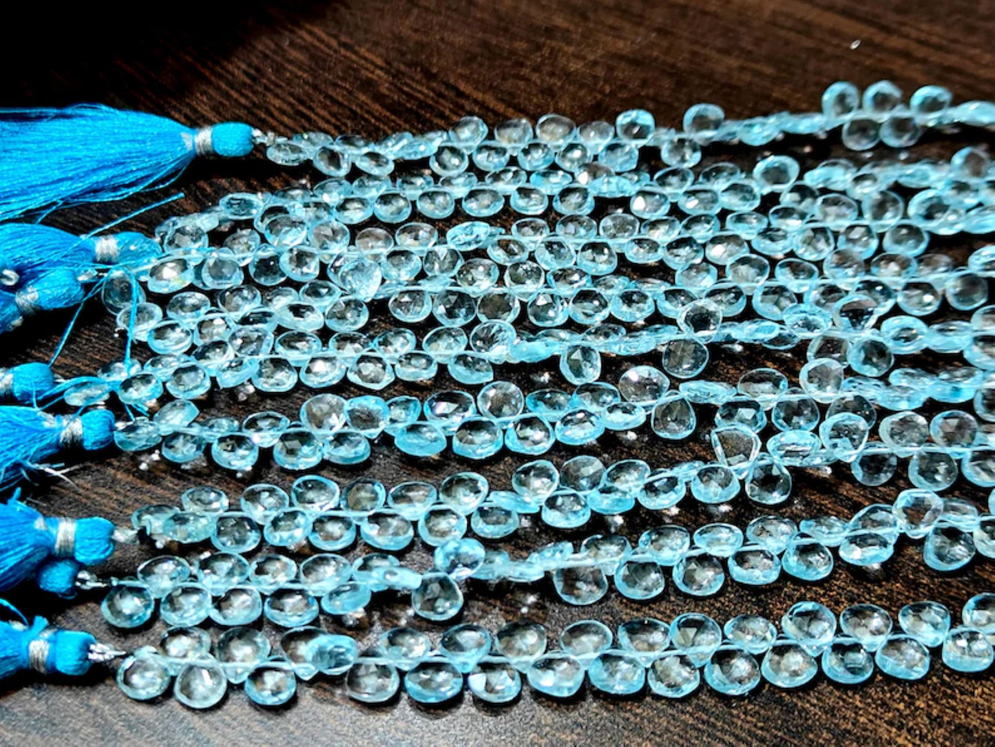 Natural Untreated Blue Topaz 6-7mm Heart shape Briolette beads Sky BT beads