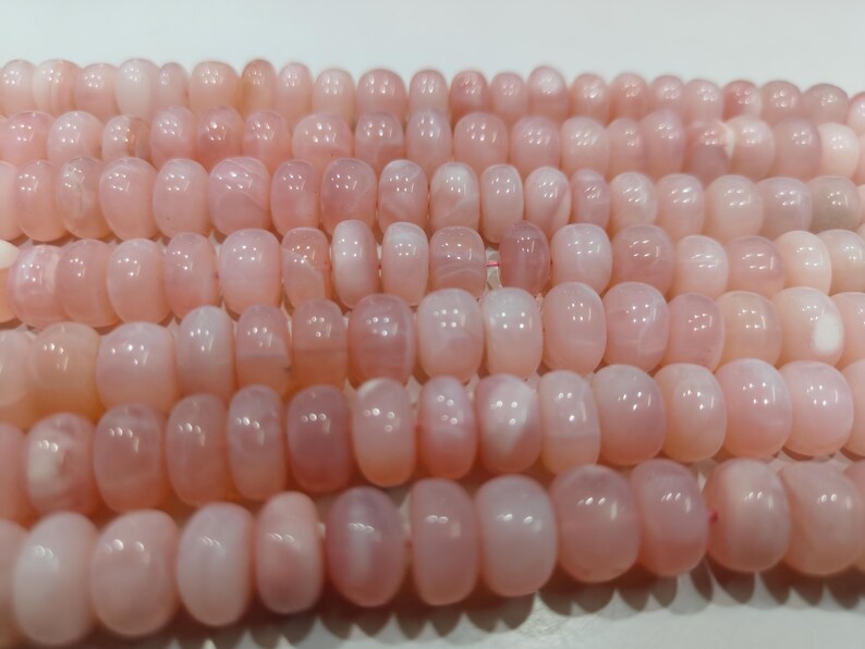 Natural Pink Opal Plain Smooth 10 to 14mm Rondelle Beads Sold Per strand 8 inches