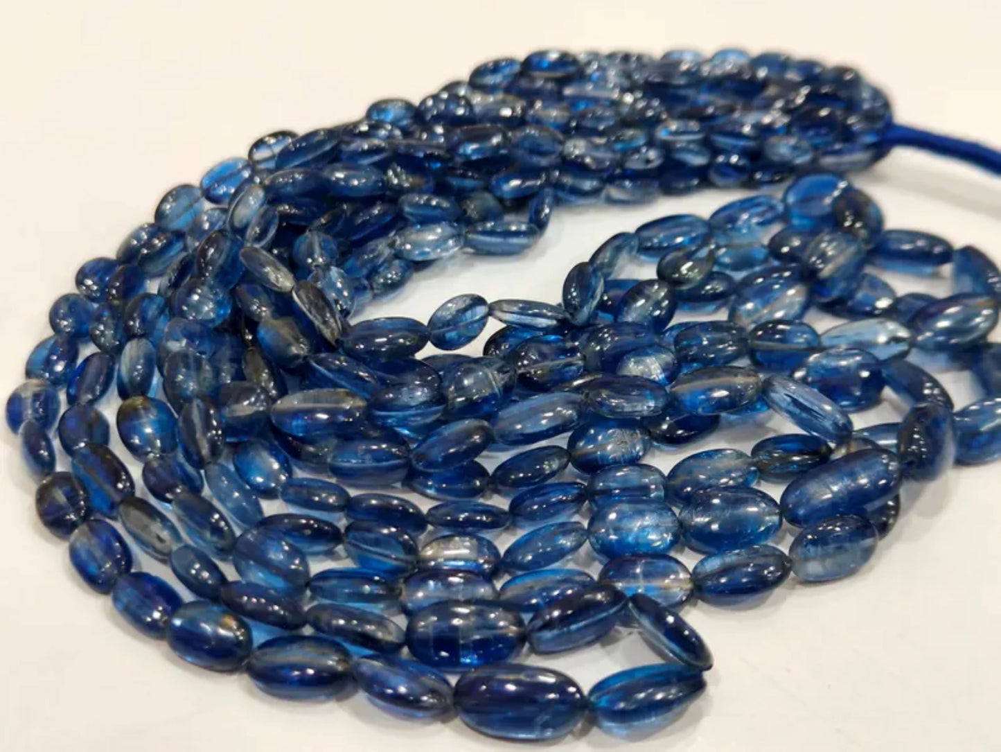 Natural Kyanite Oval Plain Smooth Gemstone Beads Sold per strand 8 Inches Long