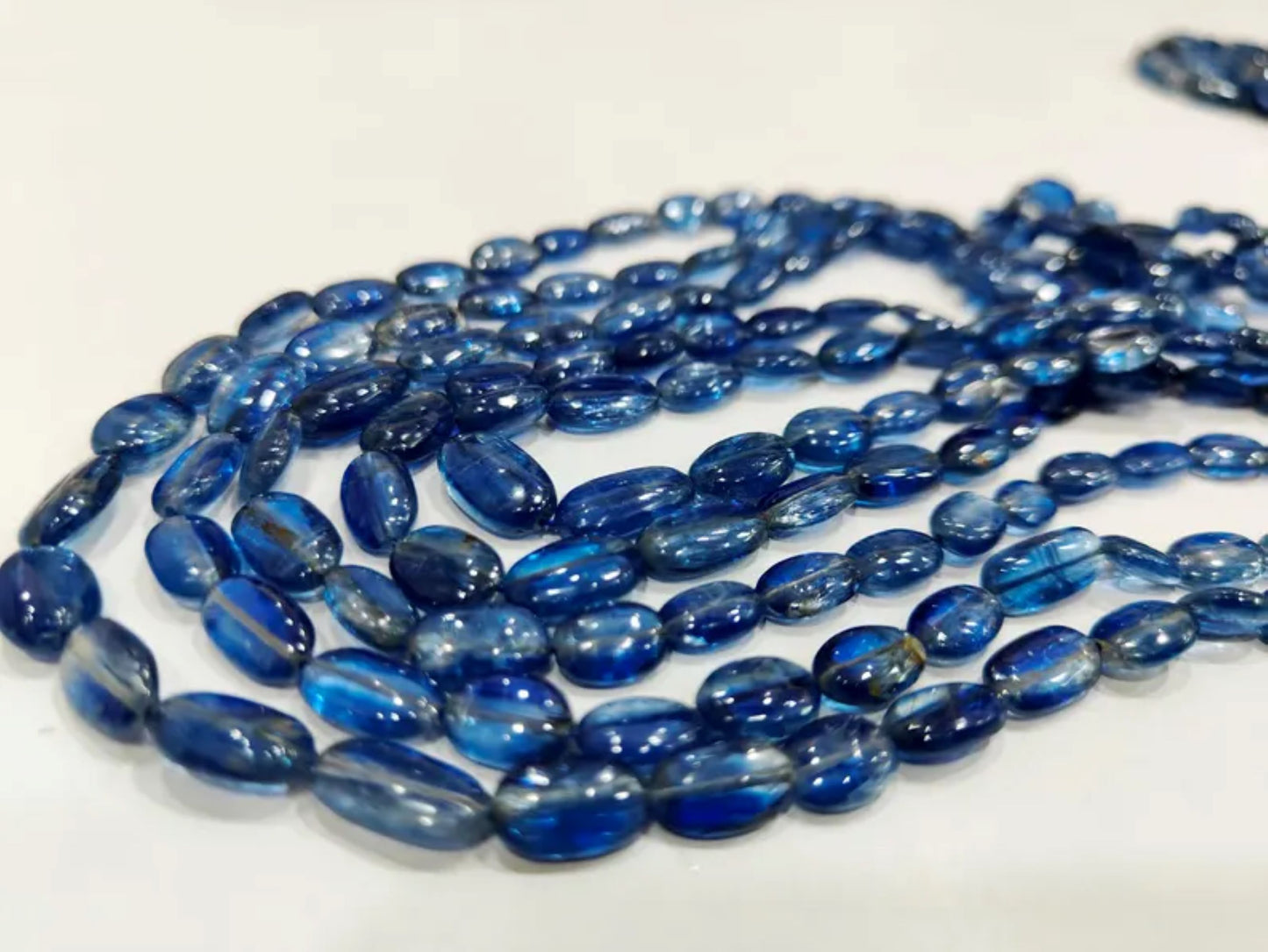 Natural Kyanite Oval Plain Smooth Gemstone Beads Sold per strand 8 Inches Long