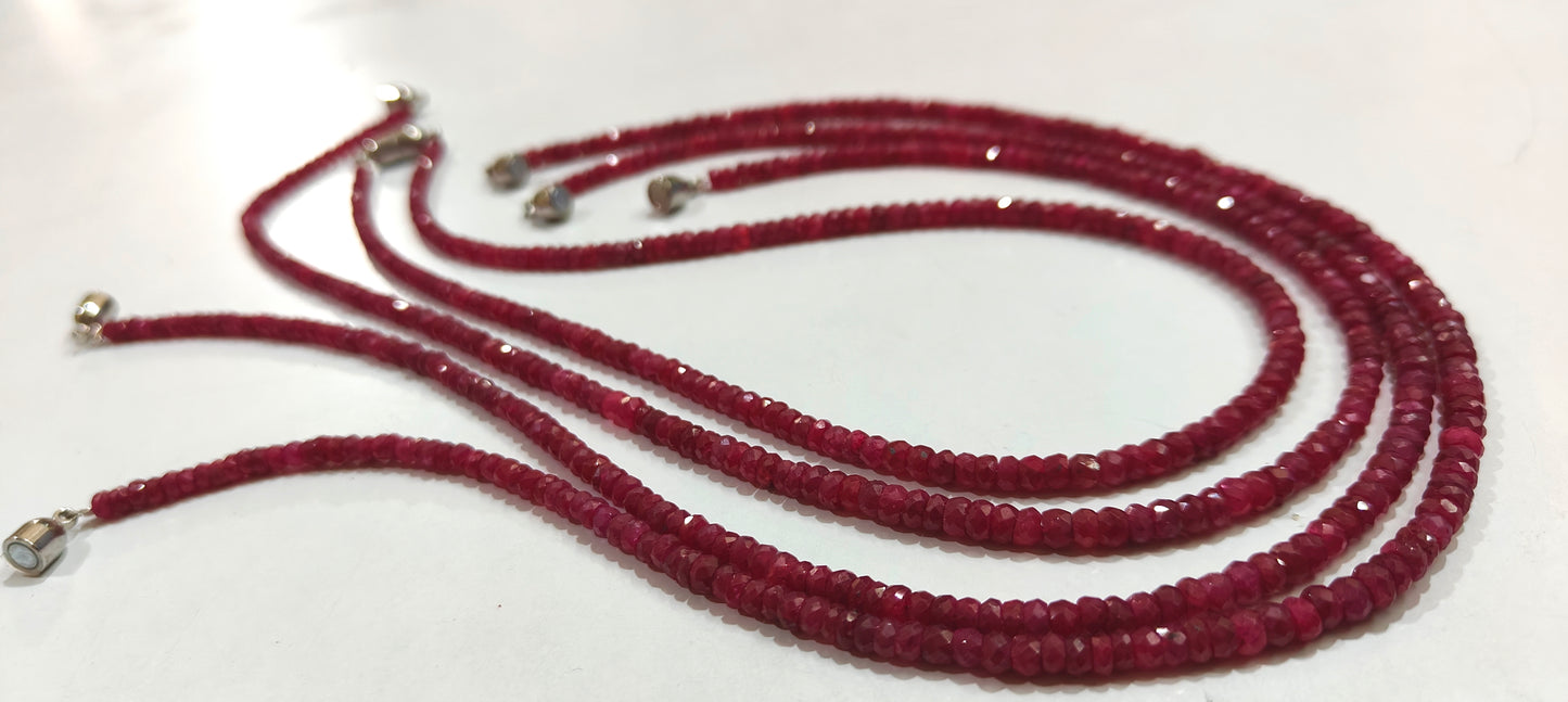 Natural Ruby Corundum Rondelle Faceted 4mm Beads