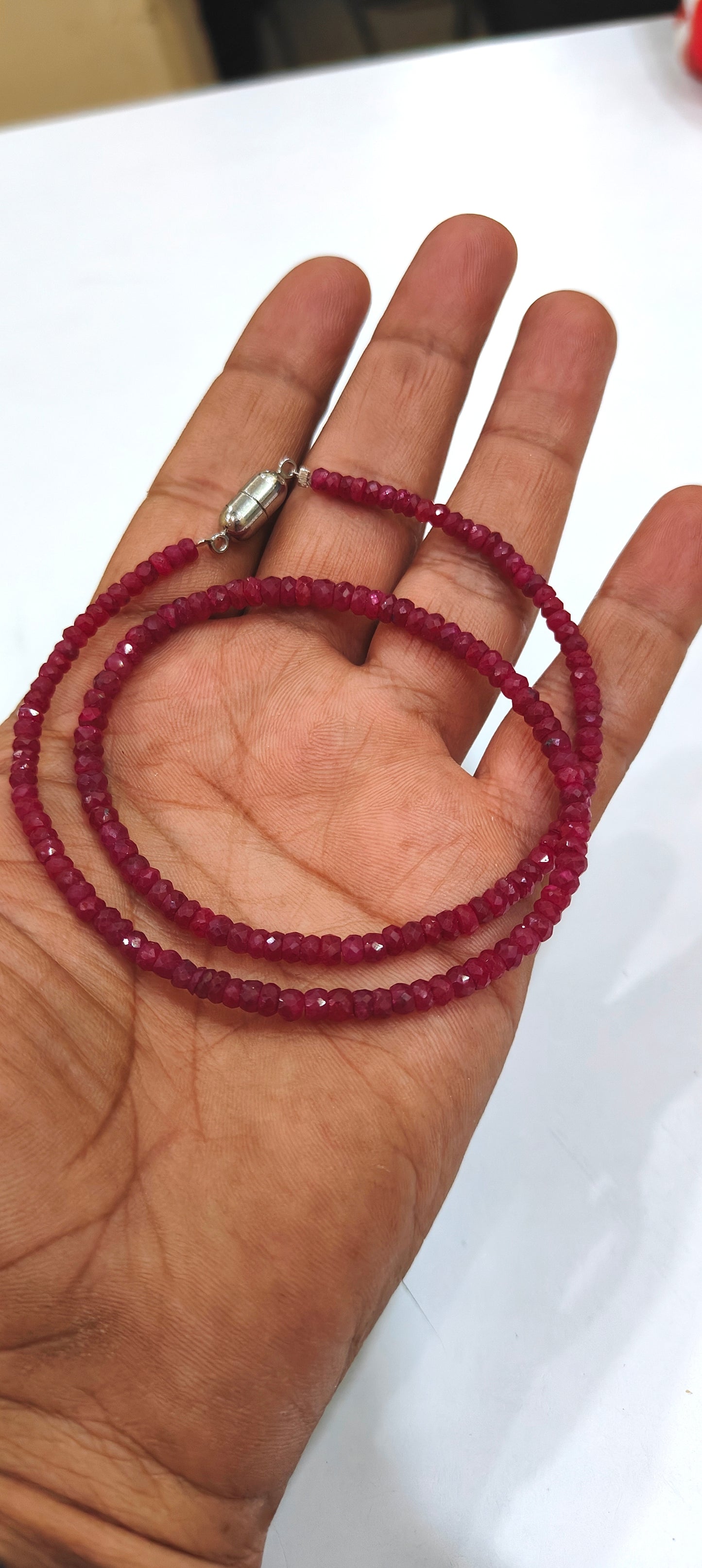 Natural Ruby Corundum Rondelle Faceted 4mm Beads