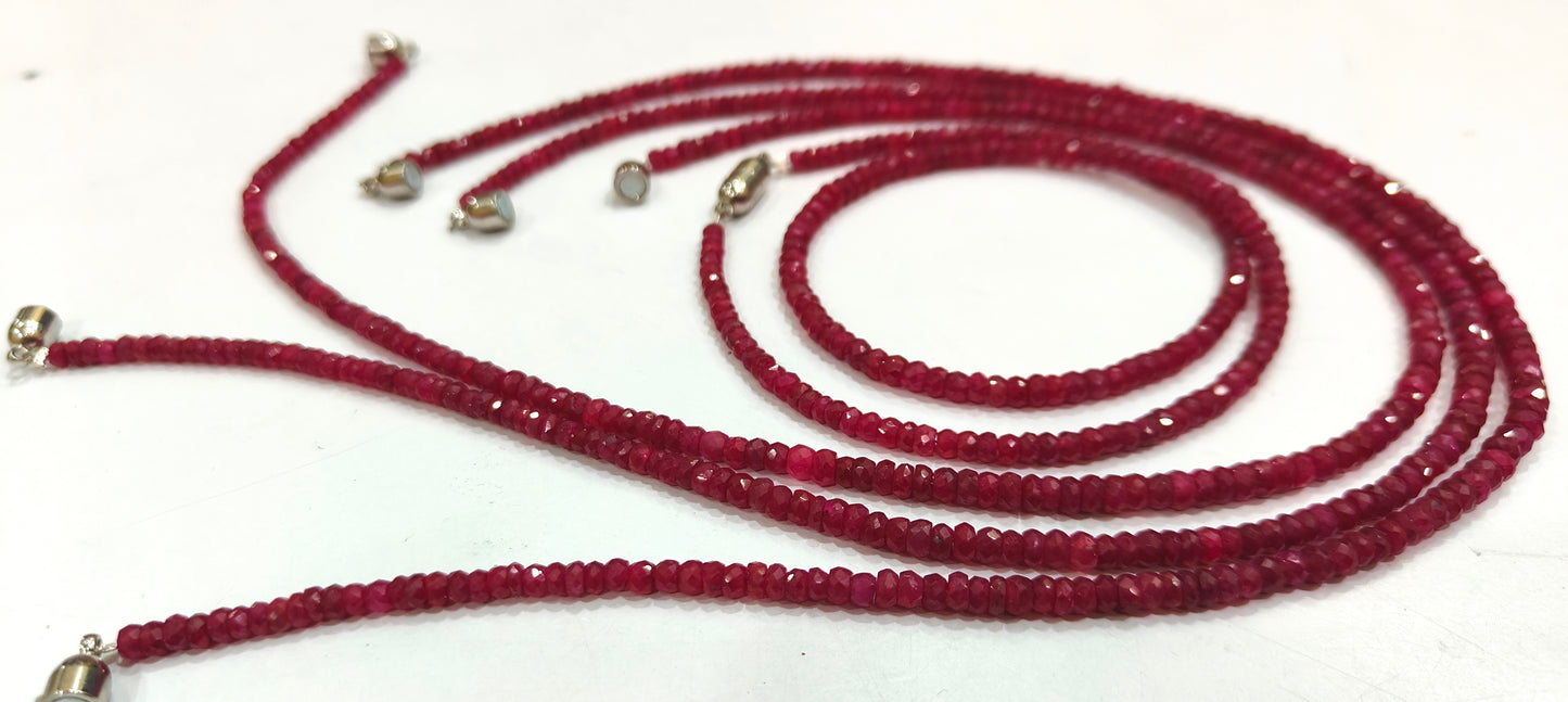 Natural Ruby Corundum Rondelle Faceted 4mm Beads