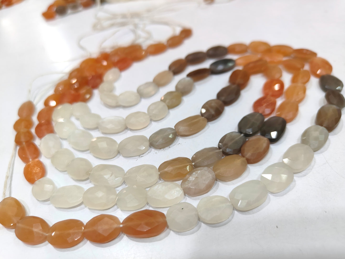 Natural Genuine Multi Moonstone Beads Oval Faceted 8x12mm to 9x13 Strand 8inch long