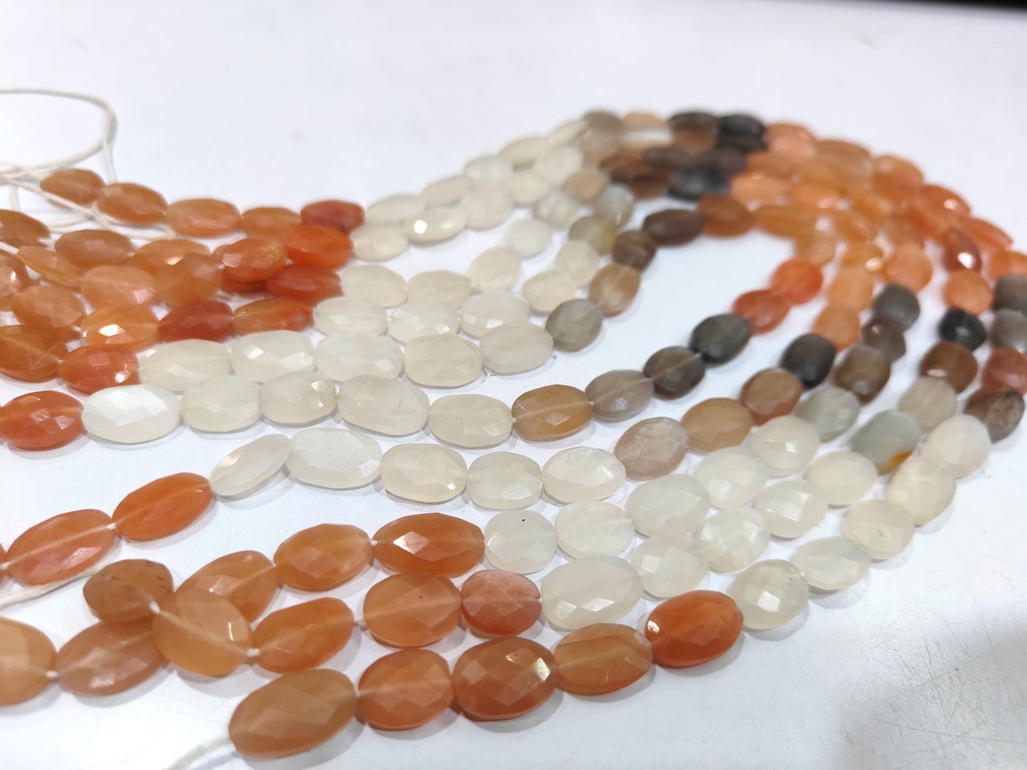 Natural Genuine Multi Moonstone Beads Oval Faceted 8x12mm to 9x13 Strand 8inch long