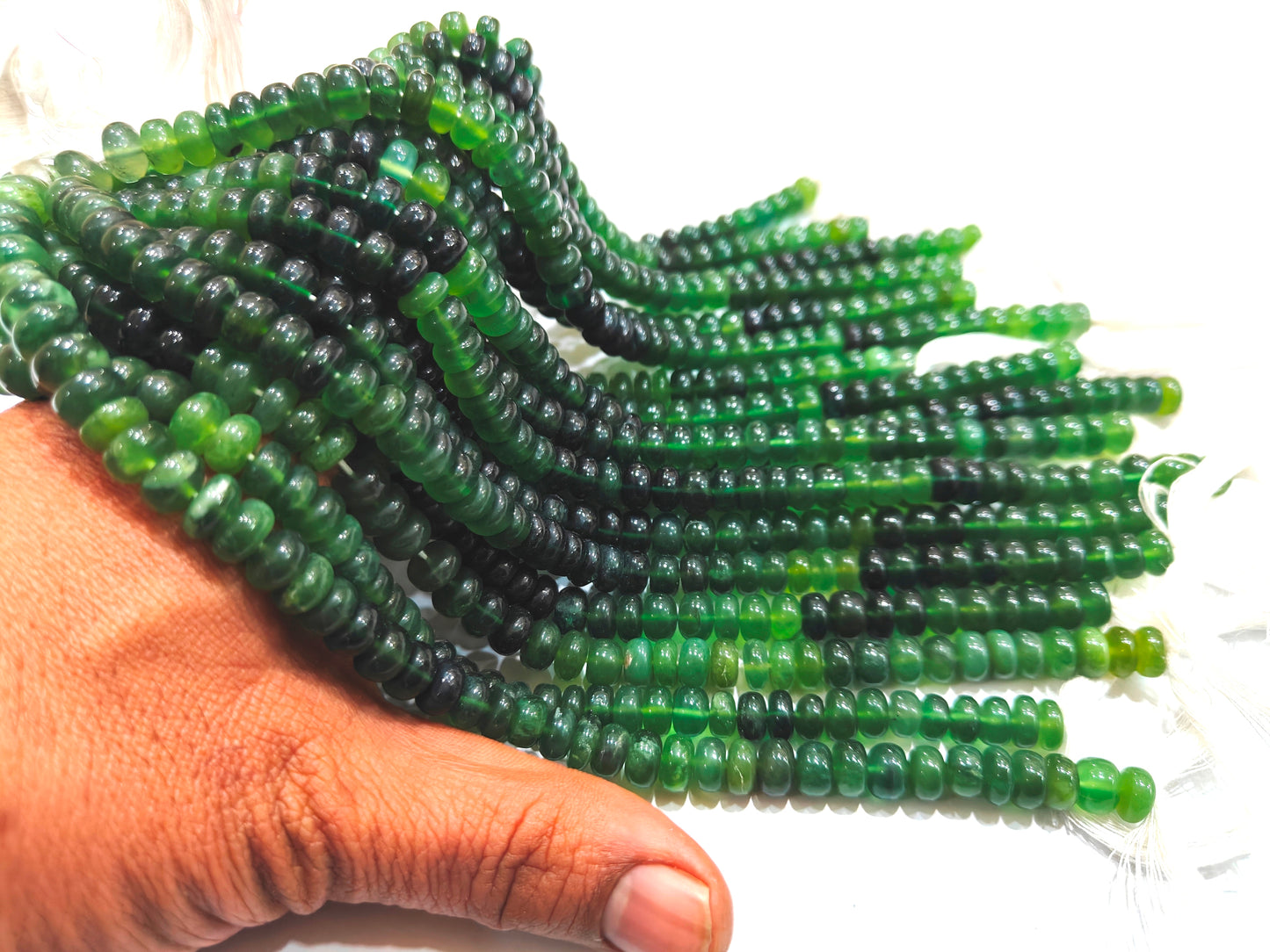 Natural Serpentine Rondelle Plain smooth 8mm Shaded Beads Sold per strand 8 inches
