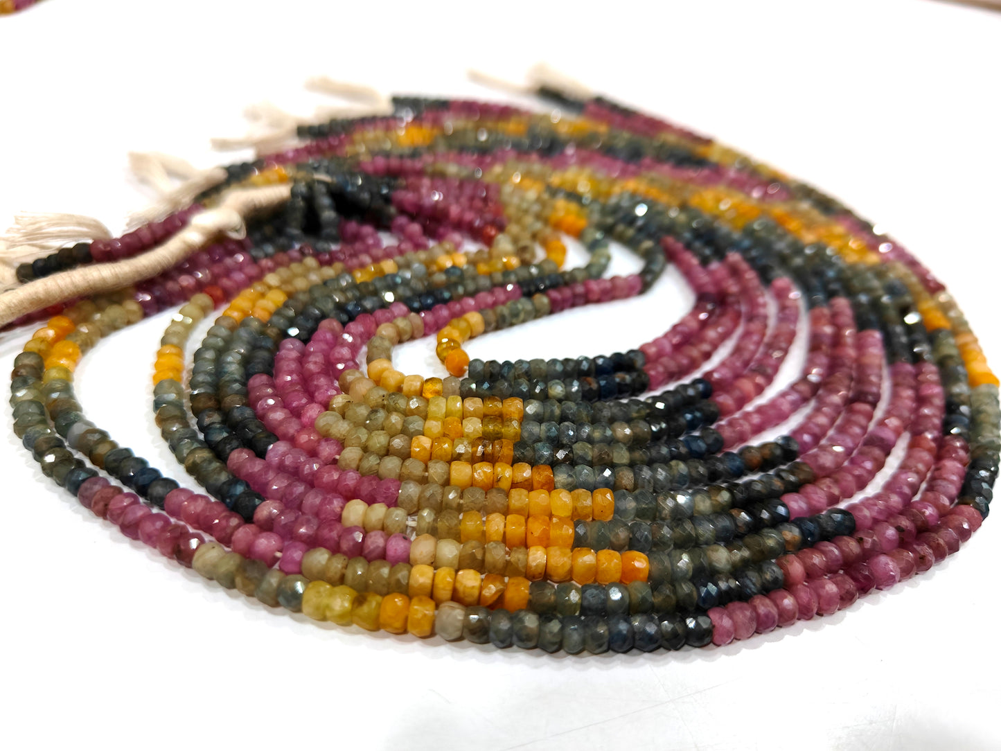 Natural Multi Sapphire Beads 4-4.5mm Rondelle Faceted Beads 8 inch Long