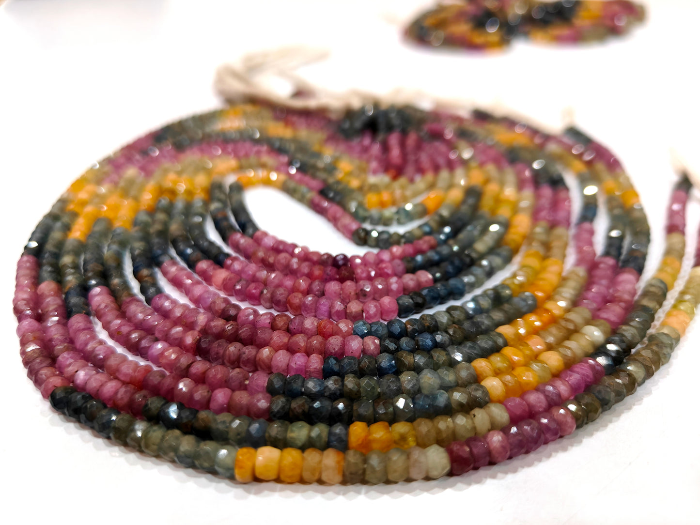 Natural Multi Sapphire Beads 4-4.5mm Rondelle Faceted Beads 8 inch Long