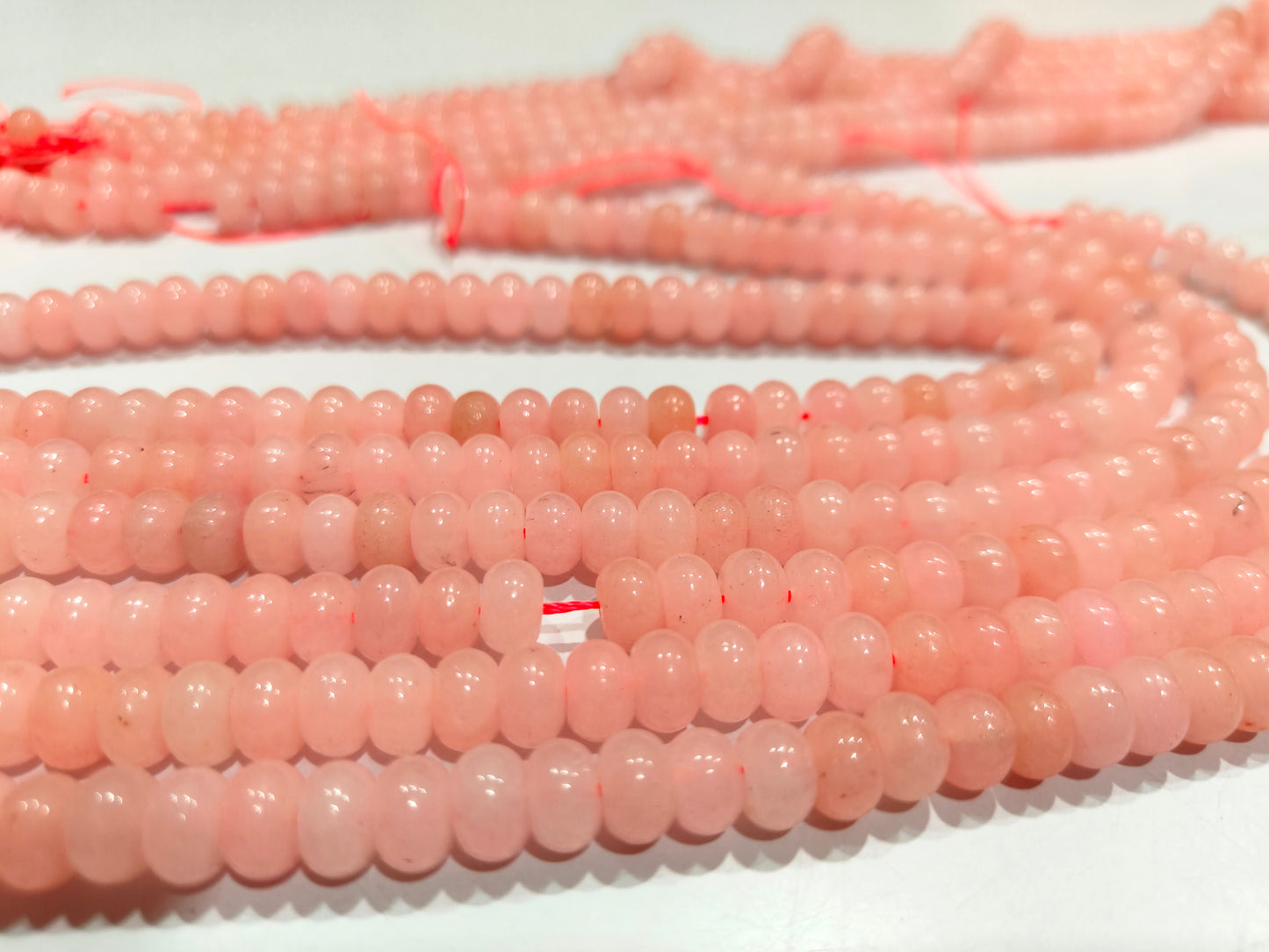 Natural Pink Chalcedony Quartz Rondelle plain Smooth 8mm beads Sold Per Strand 8 Inches long