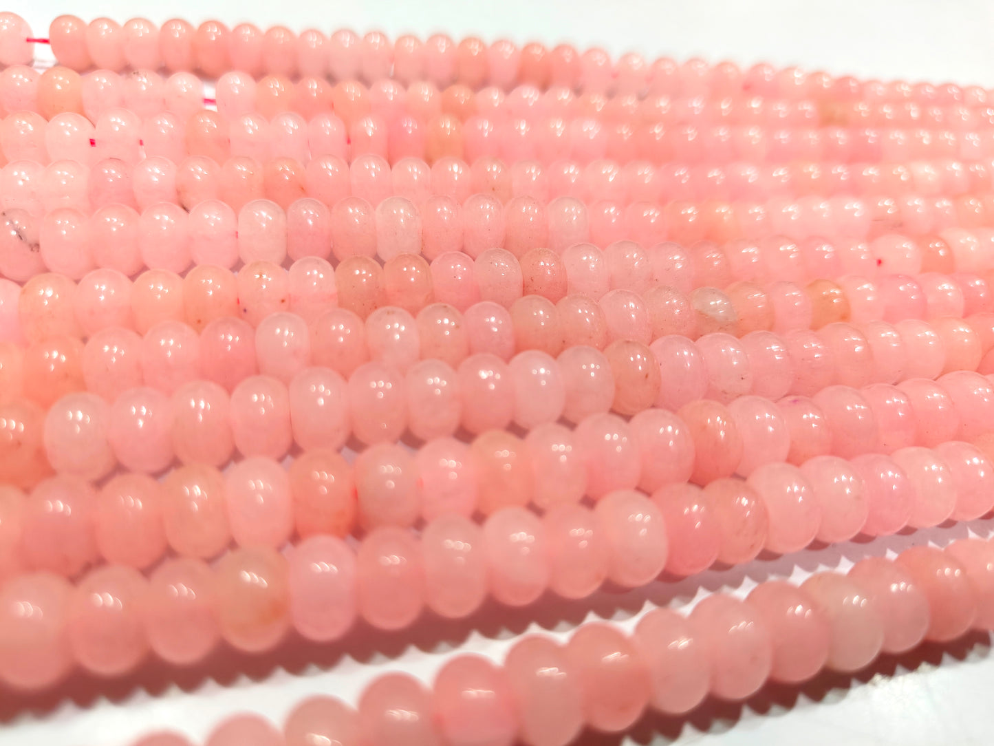 Natural Pink Chalcedony Quartz Rondelle plain Smooth 8mm beads Sold Per Strand 8 Inches long