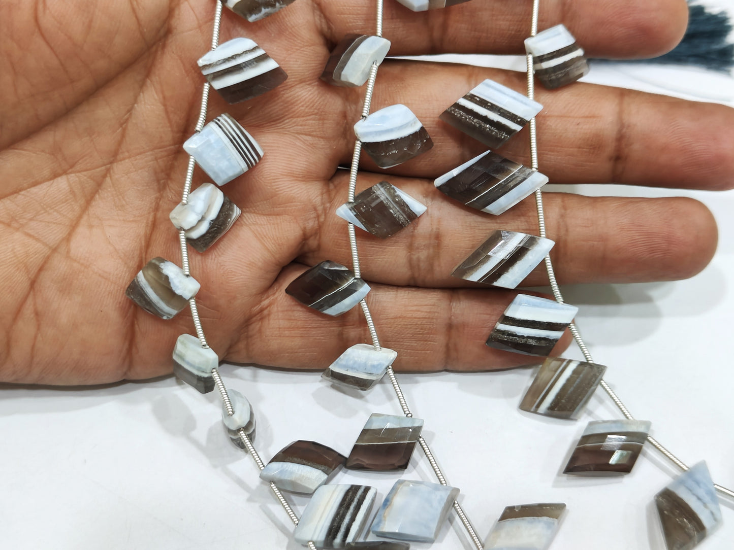 Natural Boulder opal Diamond Shape 15 to 20mm Briolette Faceted Beads Sold Per Strand 8 Inches Long