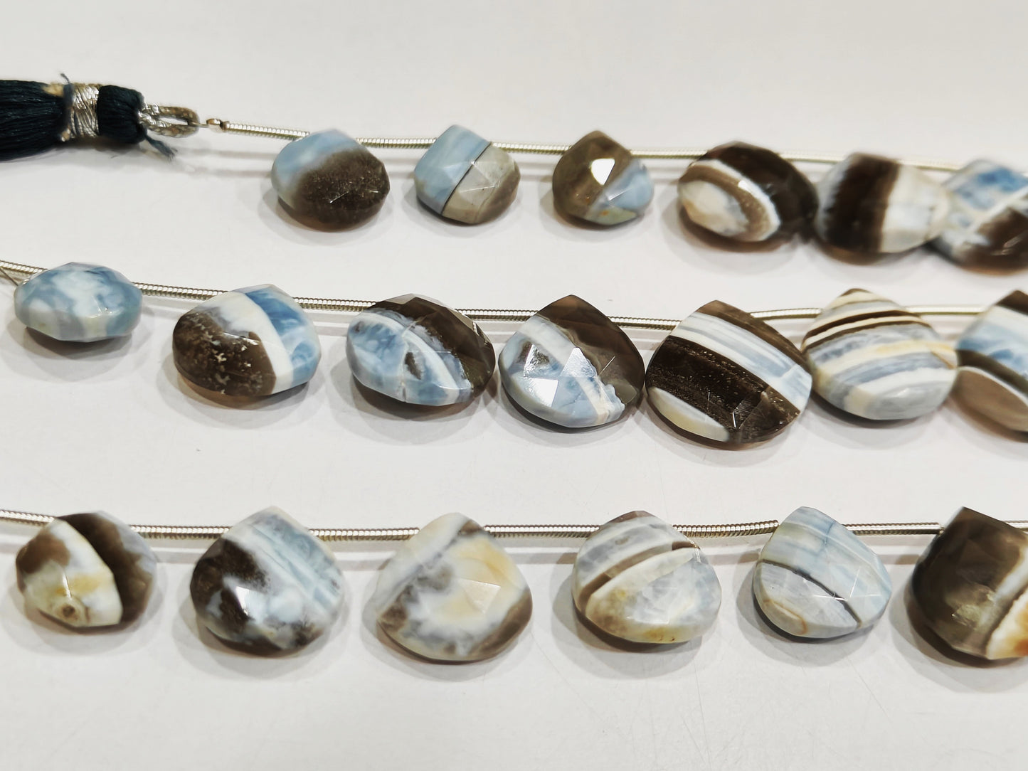 Natural Boulder Opal Briolette heart shape 12-14mm Beads Sold Per strand 8 inches Long Bolder opal Gemstones