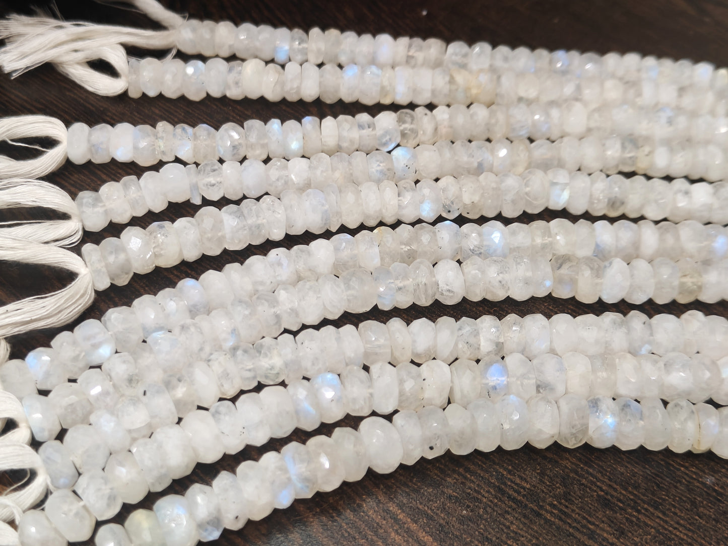 Natural White Rainbow Moonstone Rondelle Faceted Beads 8to 10mm Beads sold per strand 8 inches long
