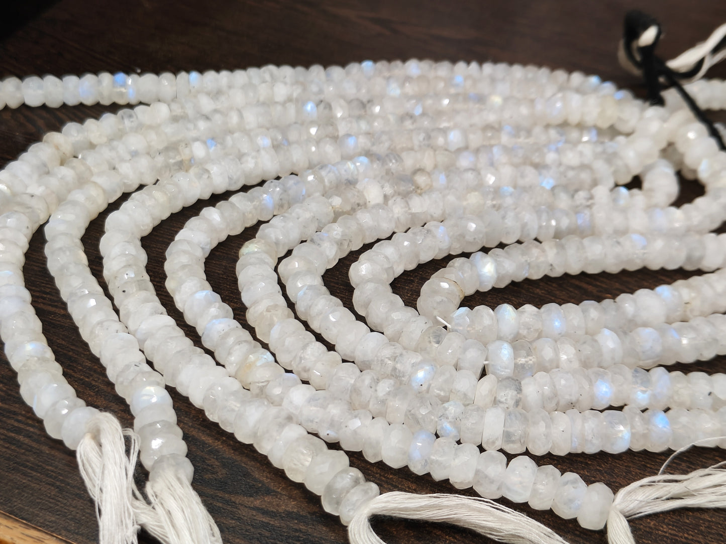 Natural White Rainbow Moonstone Rondelle Faceted Beads 8to 10mm Beads sold per strand 8 inches long
