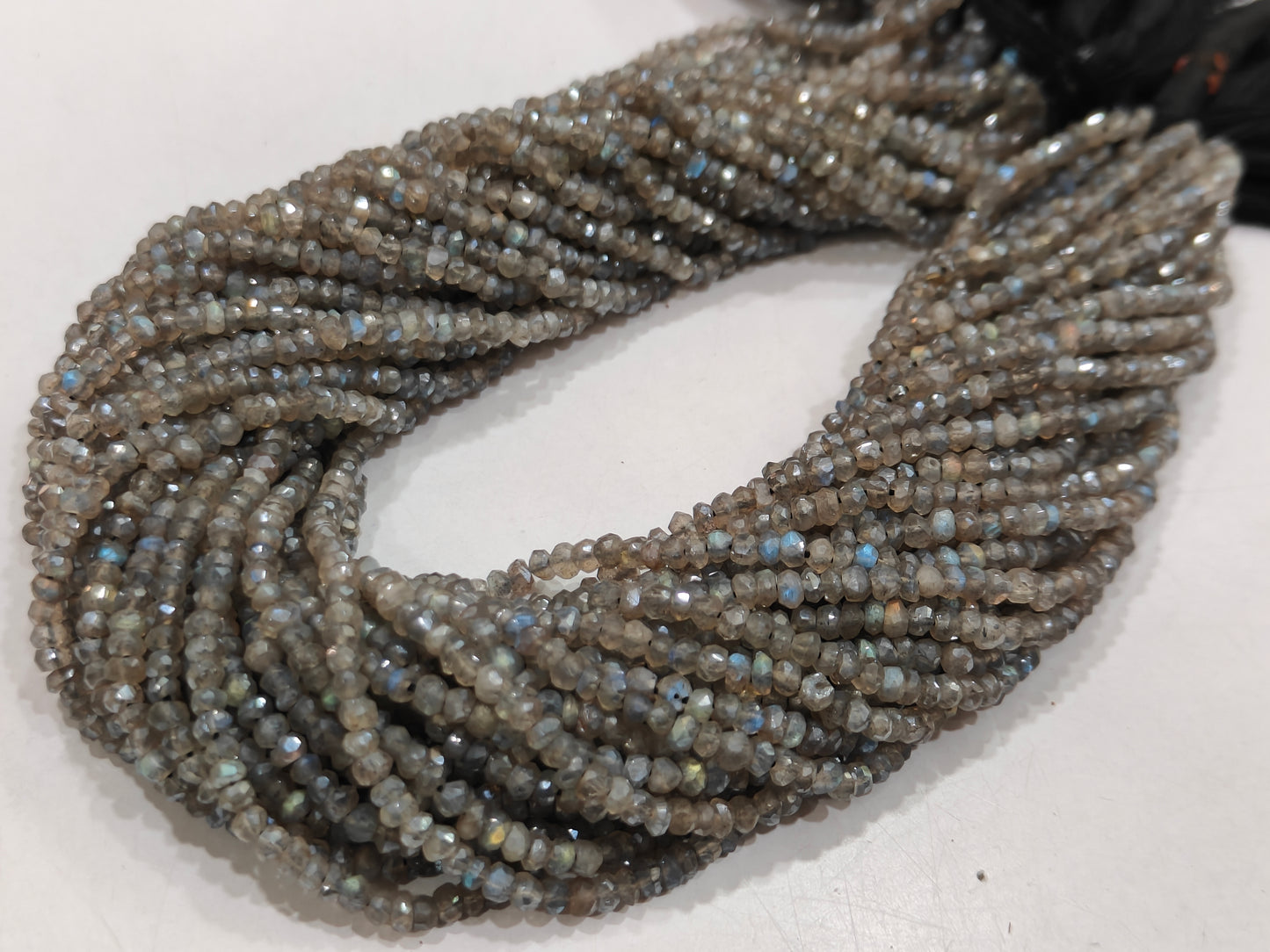 Natural Labradorite Mystic Coated Rondelle Faceted 3-4mm Beads Sold Per Strand 13 Inches Long