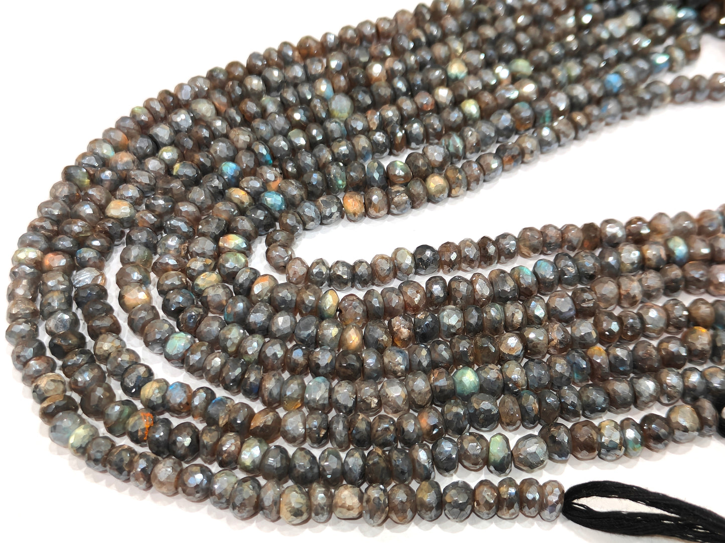 Natural Mystic labradorite Rondelle Faceted 6-7mm Beads Sold per Strand 8 Inches Long