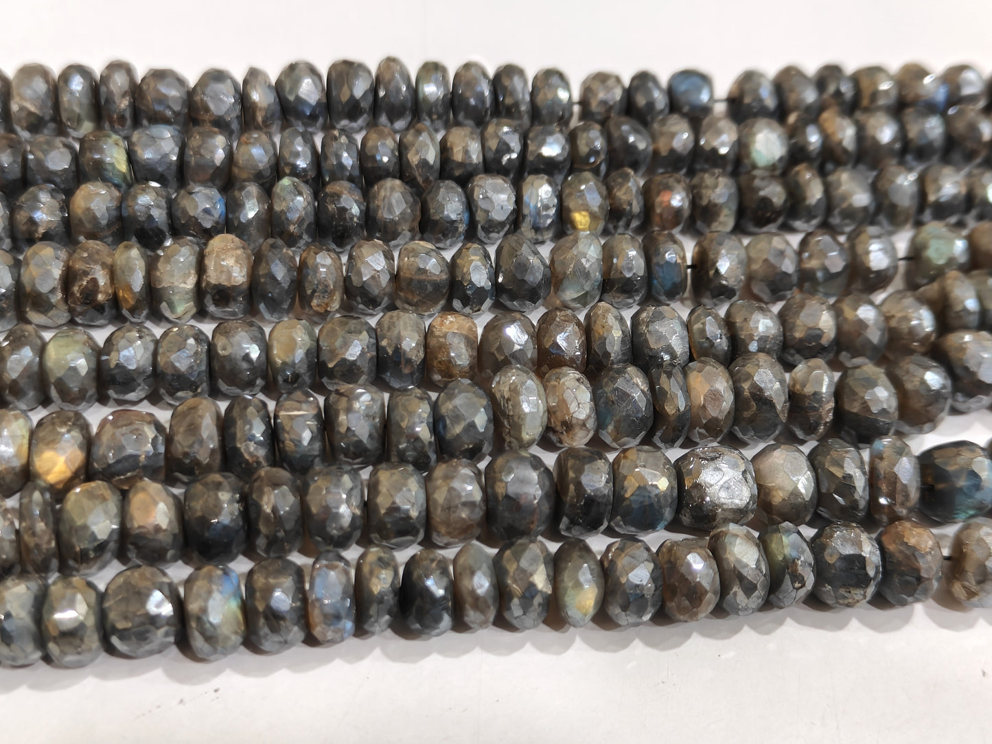 Natural Labradorite Mystic Coated Rondelle Faceted 9-10mm Beads Sold Per Strand 8 Inches Long