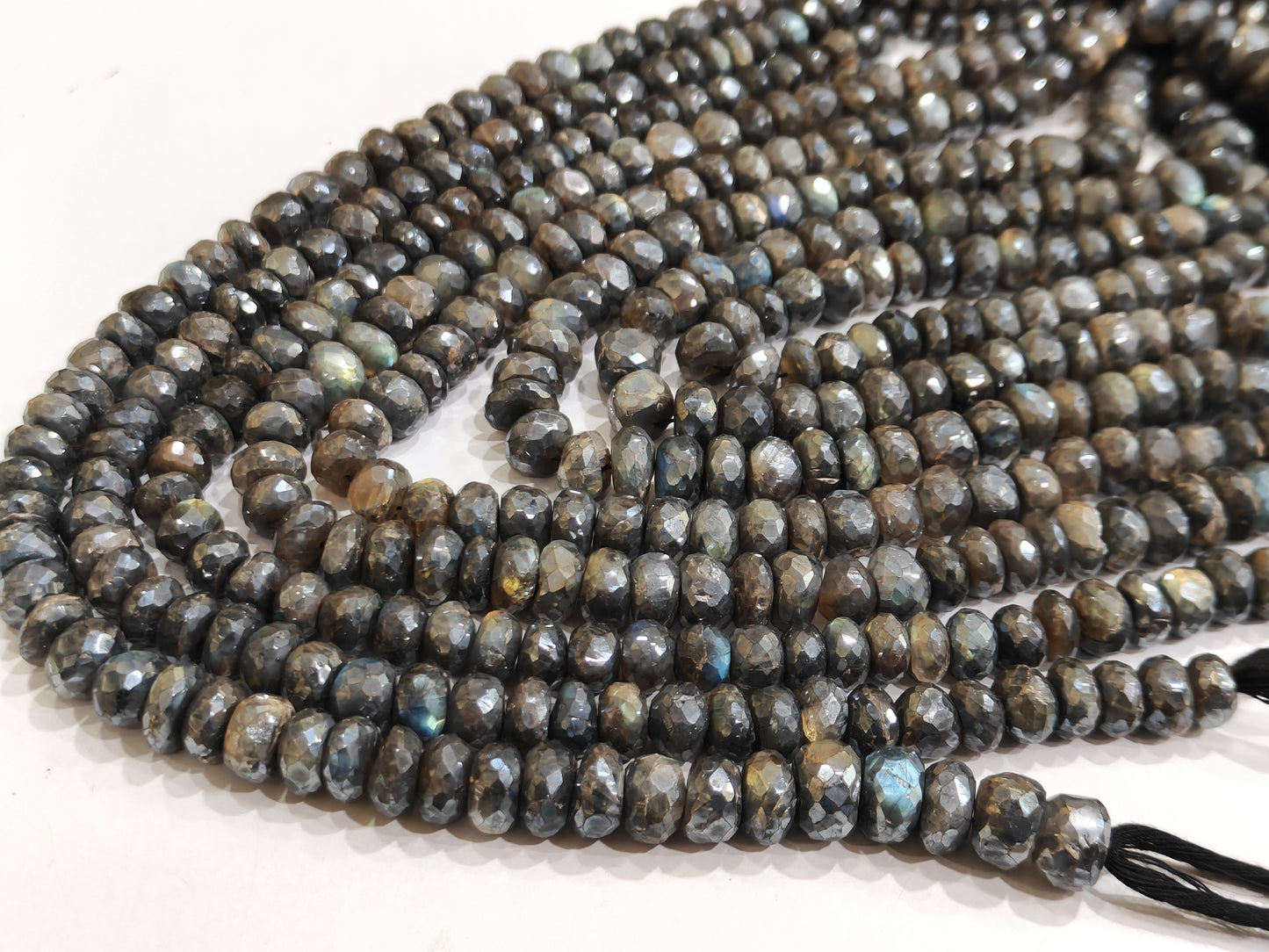 Natural Labradorite Mystic Coated Rondelle Faceted 9-10mm Beads Sold Per Strand 8 Inches Long