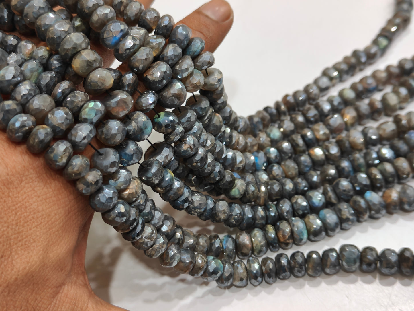 Natural Labradorite Mystic Coated Rondelle Faceted 9-10mm Beads Sold Per Strand 8 Inches Long