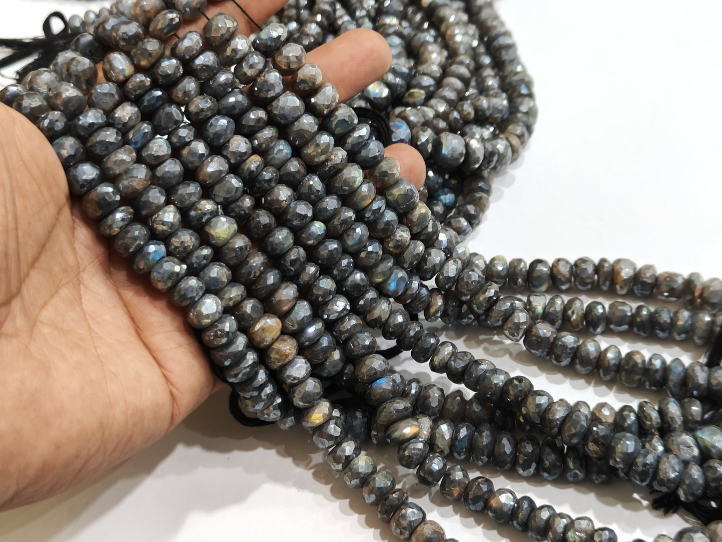 Natural Labradorite Mystic Coated Rondelle Faceted 9-10mm Beads Sold Per Strand 8 Inches Long