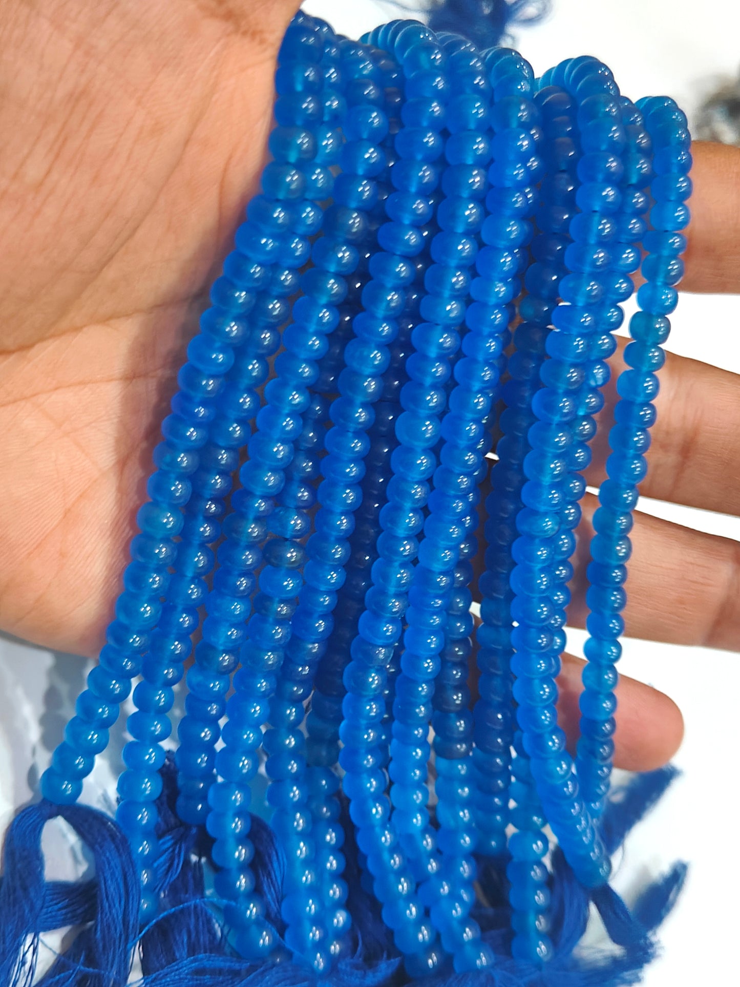 Royal Blue Quartz Rondelle Plain Smooth 6mm & 8mm Gemstone Beads Sold Per Strand 8 Inches Long