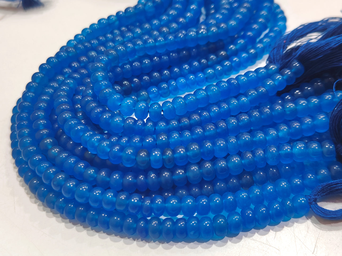Royal Blue Quartz Rondelle Plain Smooth 6mm & 8mm Gemstone Beads Sold Per Strand 8 Inches Long