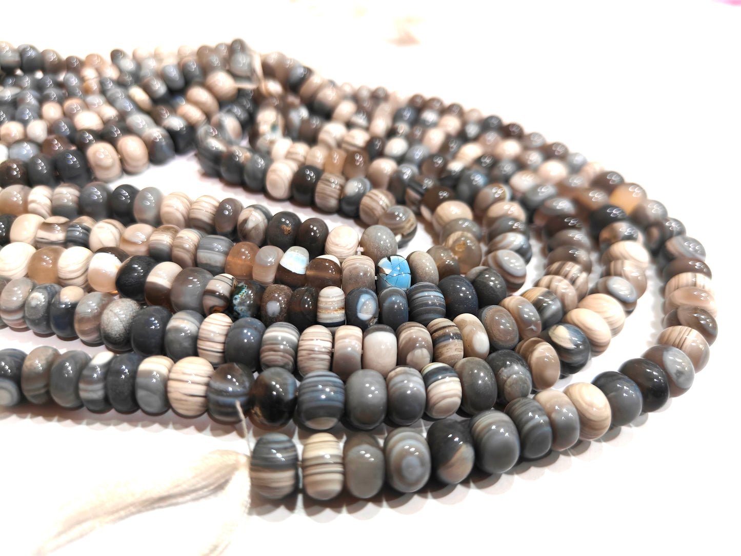 Natural Grey Jasper Rondelle Plain Smooth 8mm Beads Sold Per Strand 8 Inches Long
