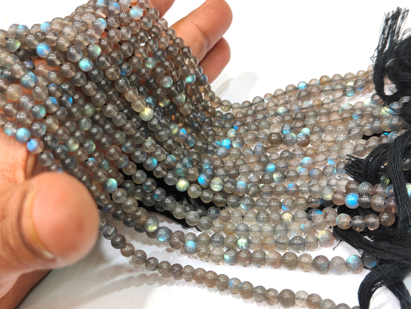 Natural Labradorite Round Smooth Plain 5mm Beads Sold Per Strand 8 Inches Long