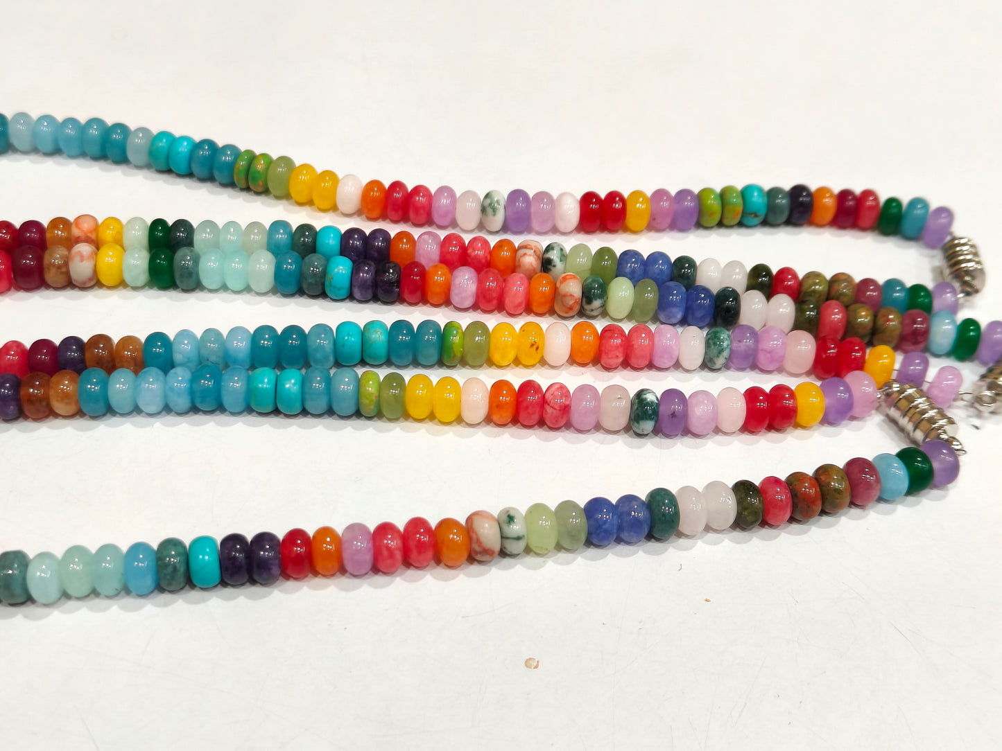 Natural Gemstone Multi Color 8mm Beads Necklace Rainbow Beaded Necklace Choose Length