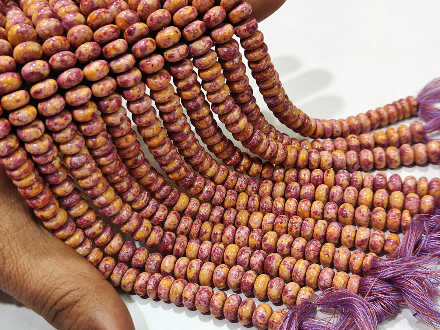 Natural Pink Orange Copper Turquoise Gemstone Rondelle Plain Smooth 8mm Beads Sold per Strand 8 Inches Long