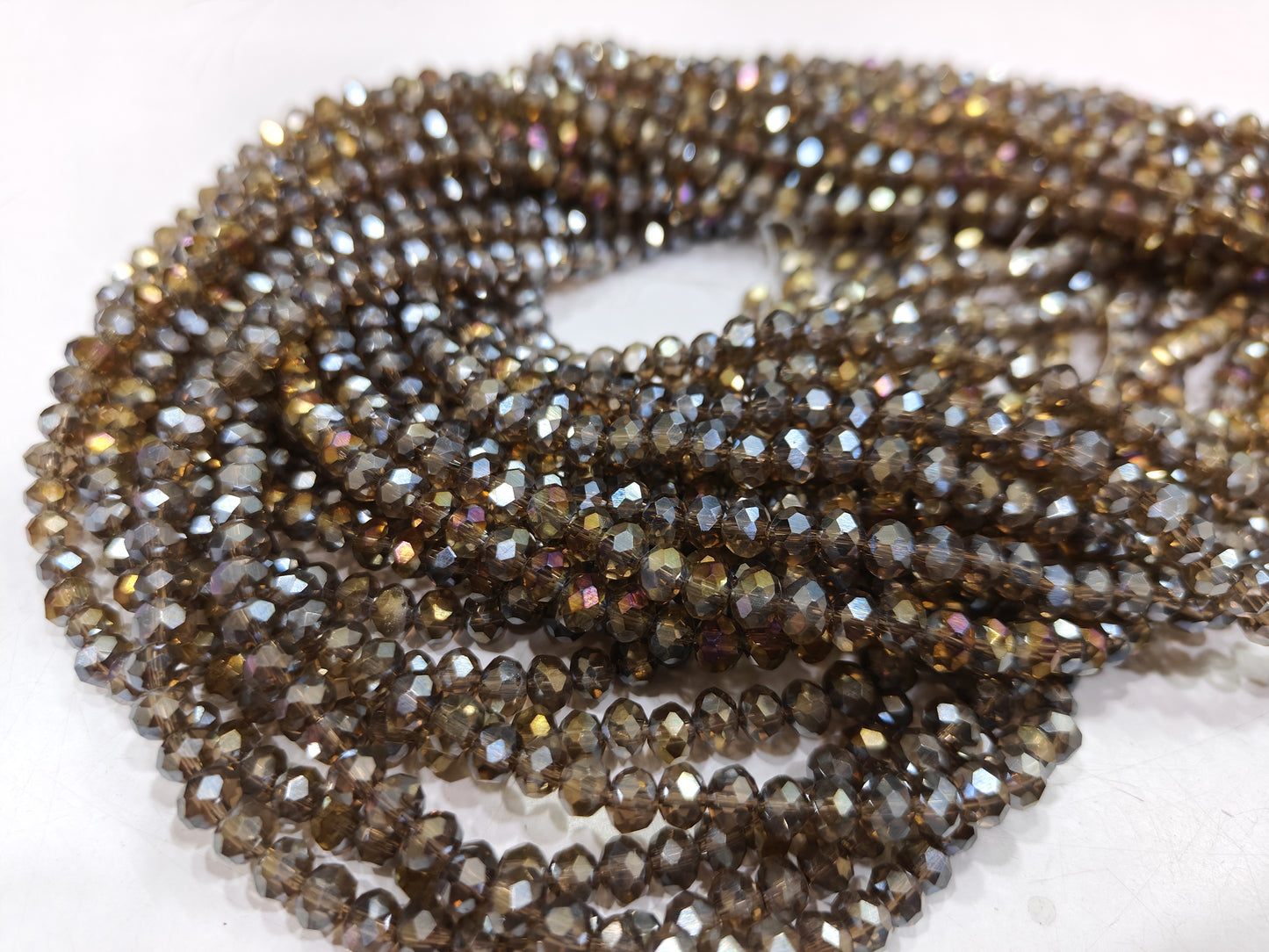 Smoky Quartz Hydro Quartz AB Mystic Coated Rondelle Faceted 6mm Beads Strand 15 inches.