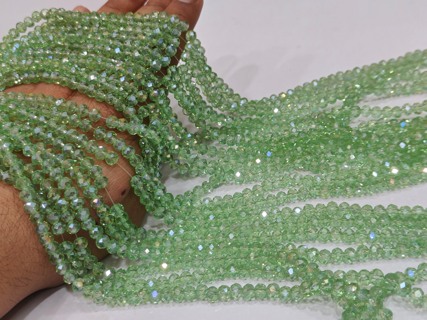 Prehnite Hydro Quartz AB Mystic Coated Rondelle Faceted 6mm Beads Strand 15 inches