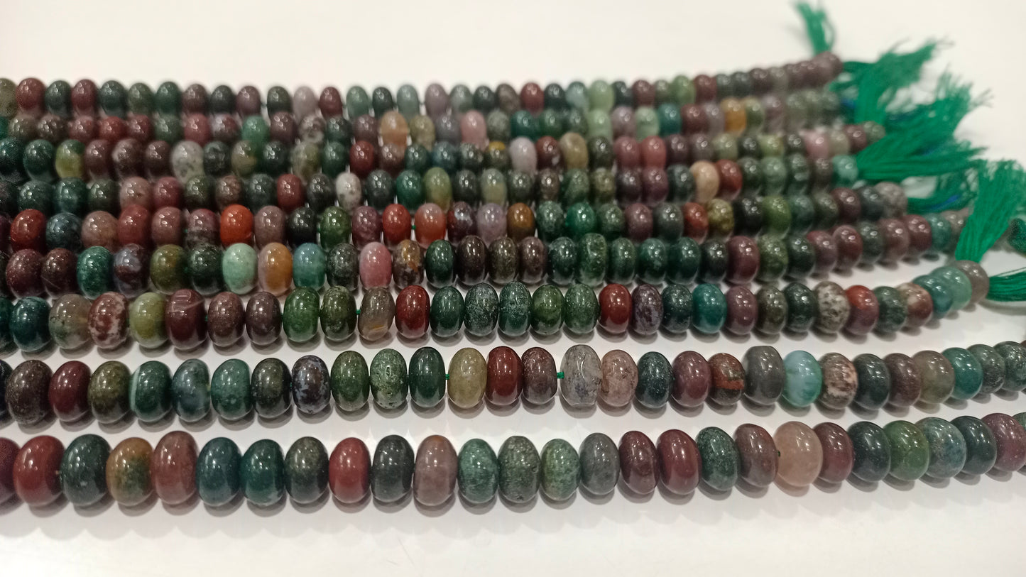 Natural Multi Color Stone Rondelle Plain Smooth 8mm Gemstone Beads Sold Per Strand 8 Inches