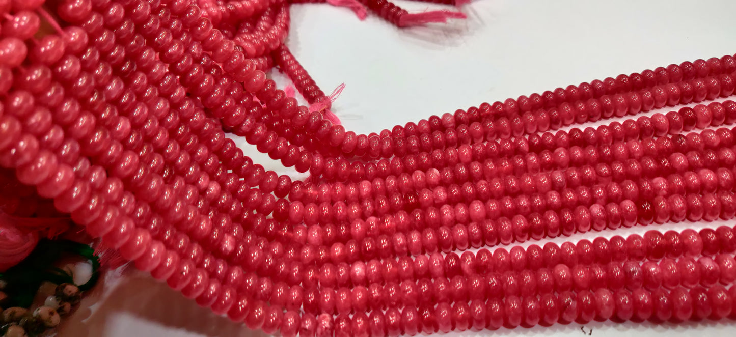 Natural Raspberry Chalcedony Rondelle Plain Smooth 8mm Gemstone Beads Sold Per Strand 8 Inches