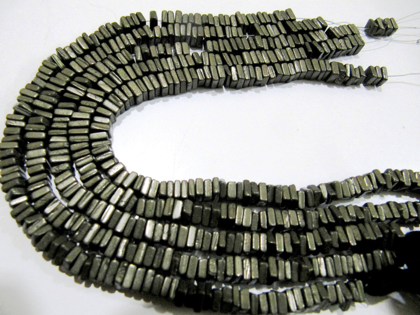 Natural Pyrite Heishi Cut Square Shape Beads 5-6mm Gemstone Beads Strand 8 inch Long