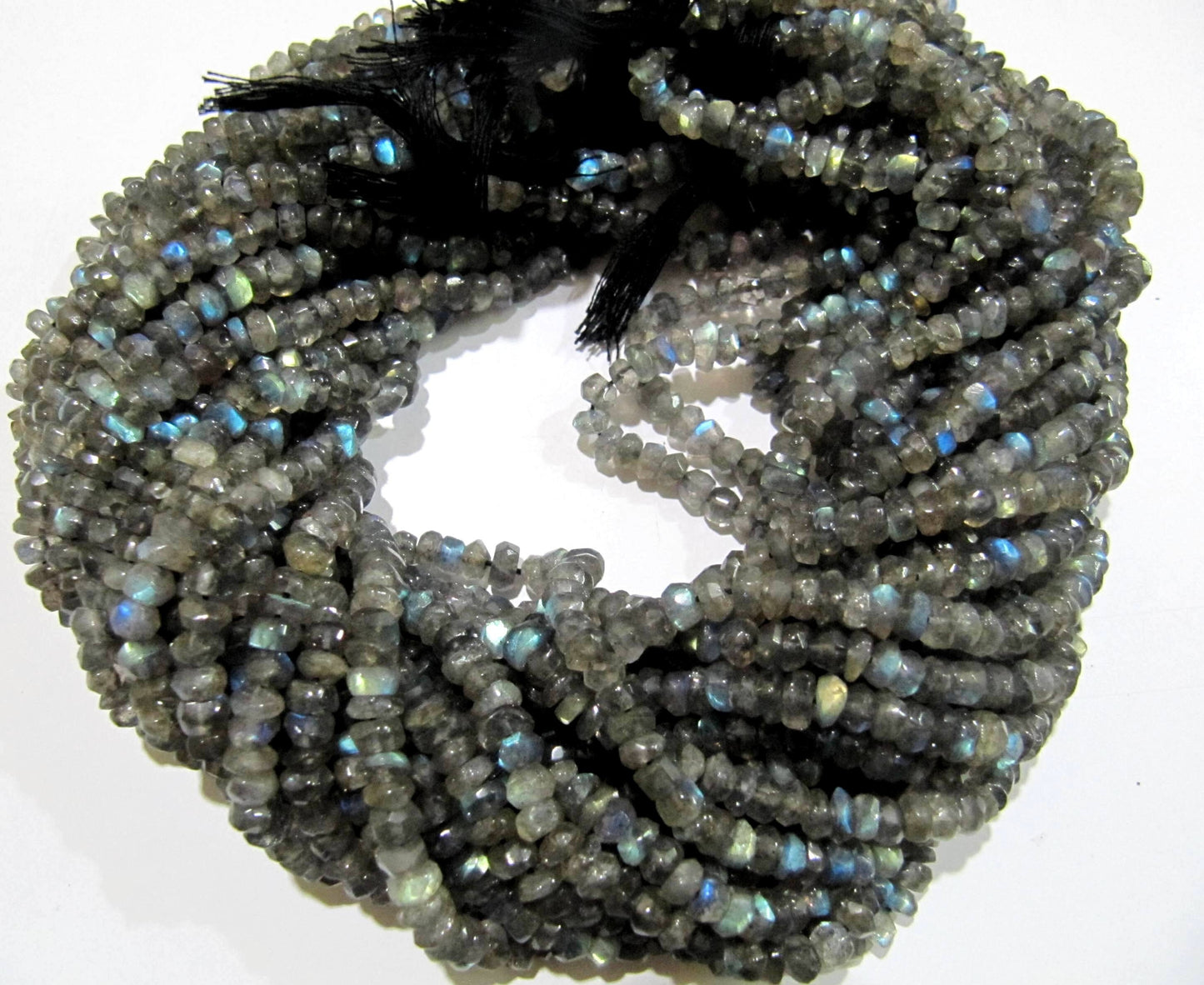 Natural Labradorite Rondelle Faceted 5mm Beads Blue Flashy Strands 13 inch Long Top Quality Black Rainbow Jewelry making Gemstone Beads