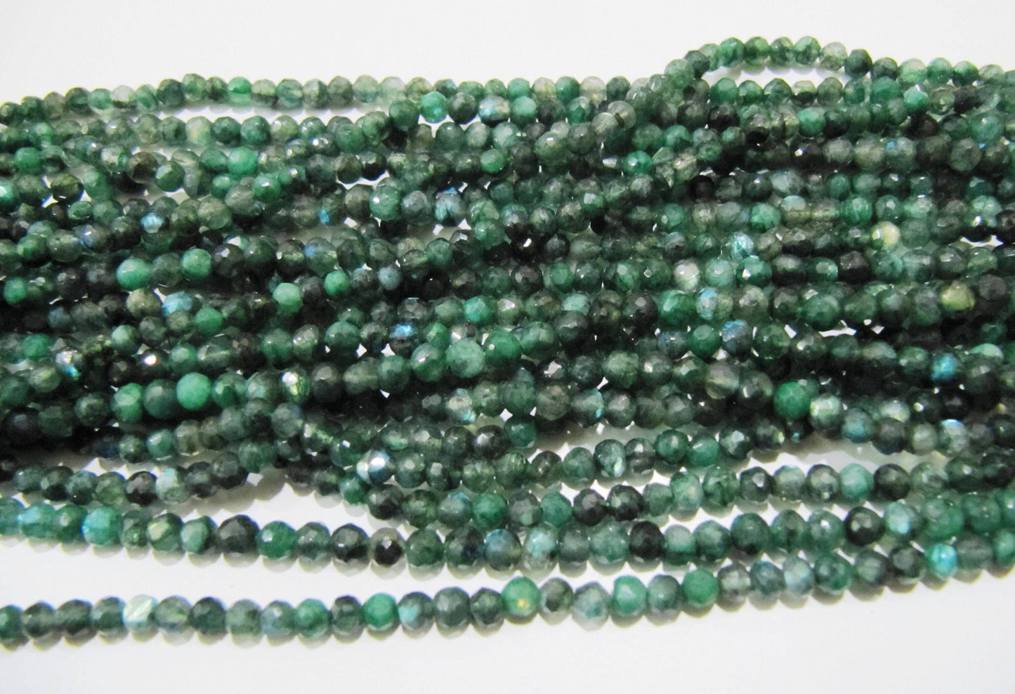 Natural Green Labradorite Round Faceted 4mm Beads Strands 13 inch Long Top Quality Jewelry making Gemstone Beads