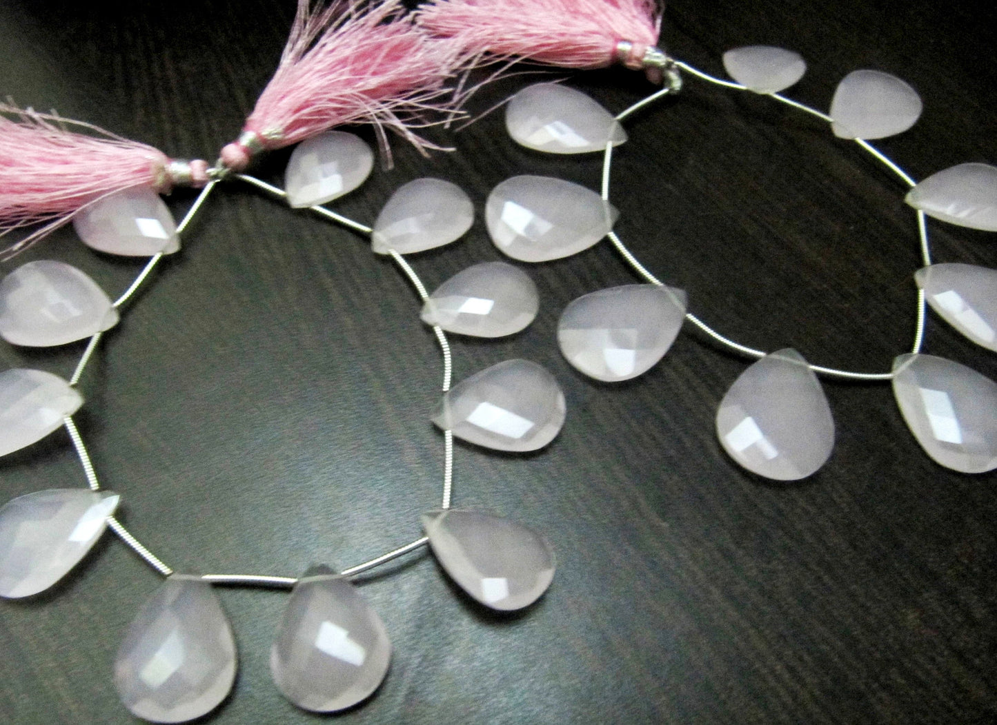 Hydro Rose Quartz Pear shape Briolette Faceted 15x20mm Beads Strand 8 inch long Gemstone Very Good Quality beads Wholesale Prices