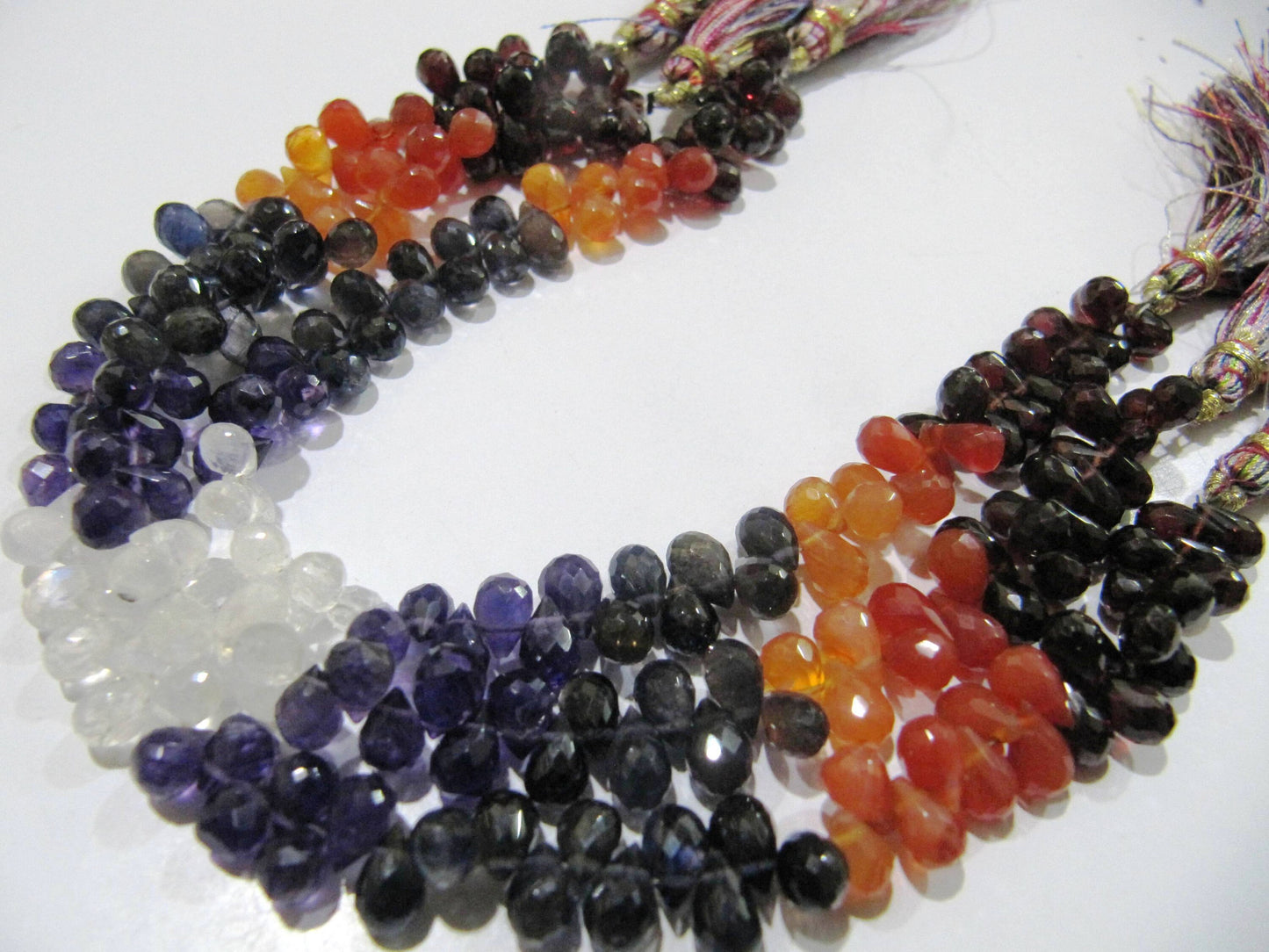 Natural Multi Gemstone Tear Drop shape Briolette Faceted 4x6 to 5x7 mm Beads Strand 8 inch long Very Good Quality beads Wholesale Prices