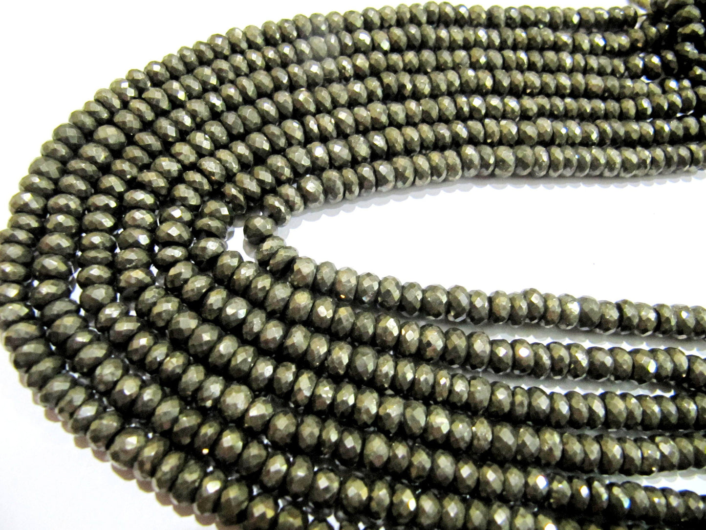 Natural Pyrite Rondelle Faceted Beads 5-6mm Top Quality Gemstone Beads Strand 10 inch Long Jewelry making gemstone beads