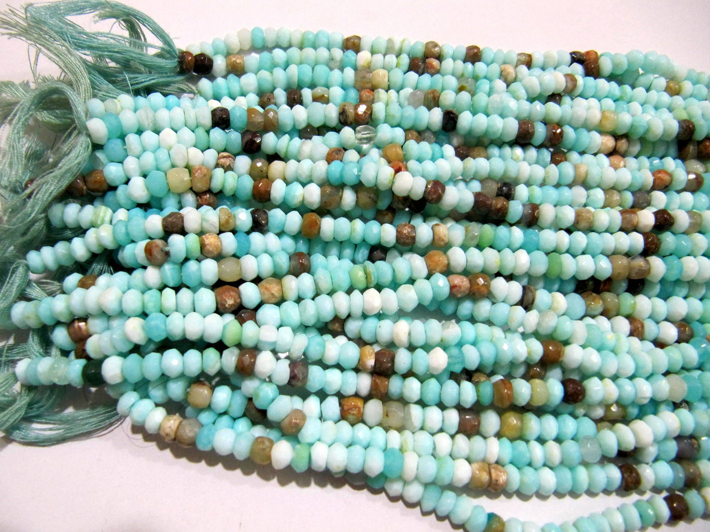 Natural Peruvian Opal Rondelle faceted Beads 3 to 6mm best Quality Beads Strand 8 inches Long Jewelry making gemstone beads choose size