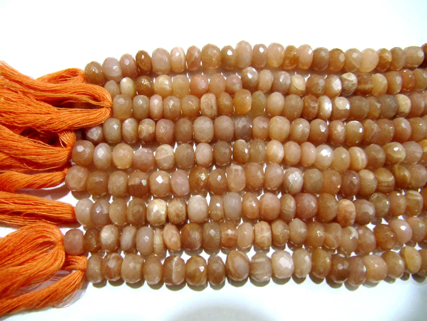 Natural Peach Moonstone Rondelle Faceted Beads 8-9mm Strand 8 inches long High Quality Beads Wholesale prices jewelry making gemstone beads