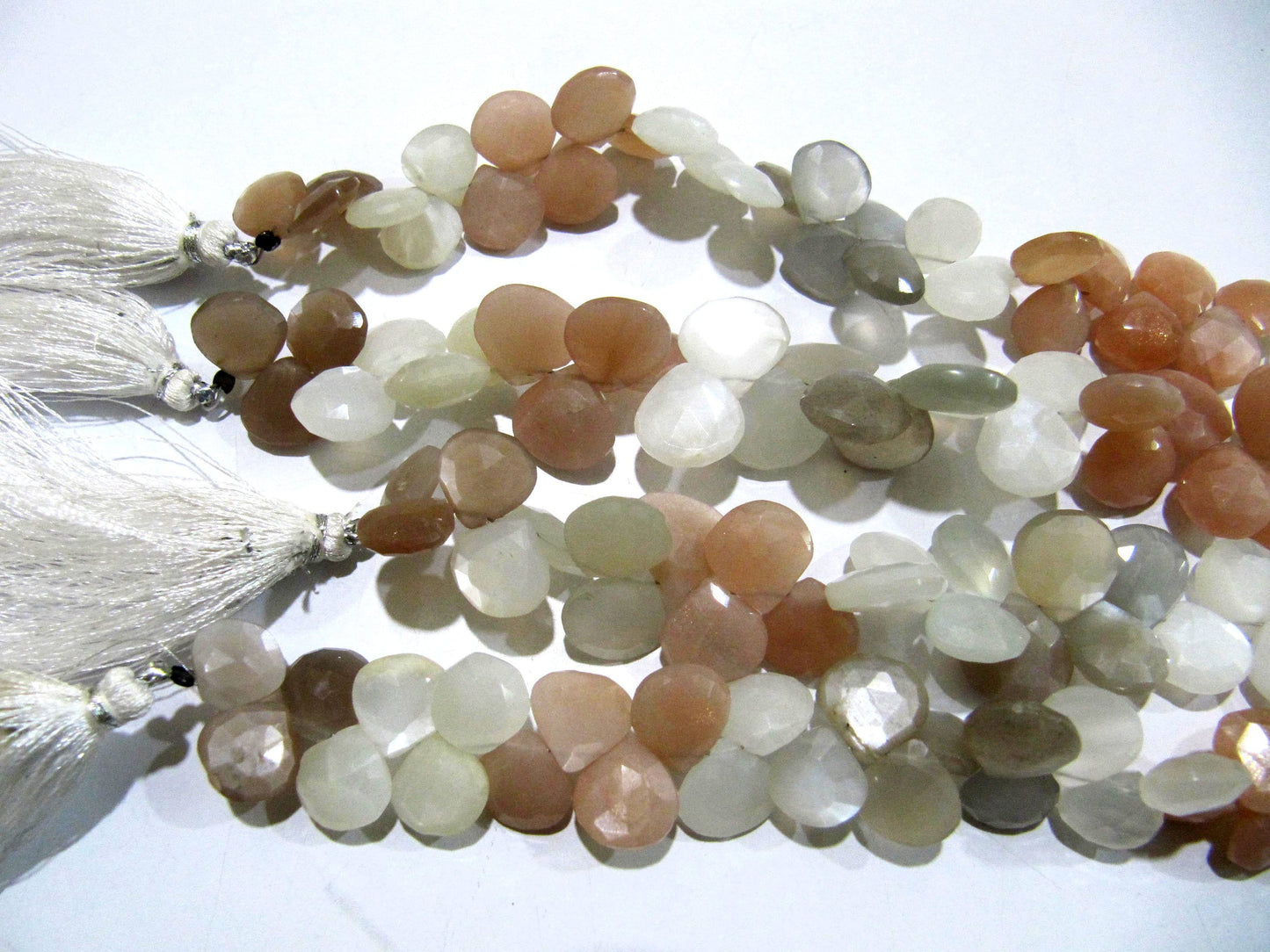 Natural Multi Moonstone Heart shape Briolette Faceted 11-12 mm Beads Strand 8 inches long High Quality Beads Wholesale prices jewelry beads