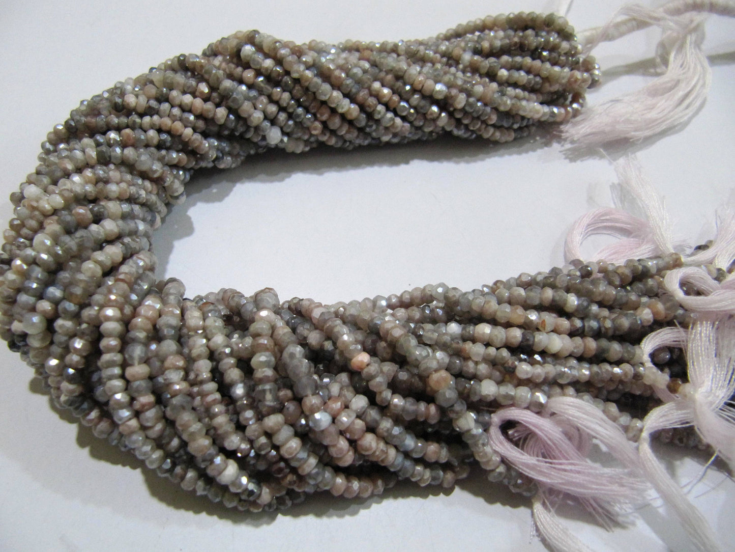 Natural Multi Moonstone Silver AB Mystic Coated Rondelle Faceted Beads 3-4mm Strand 13inches long Top Quality Wholesale prices Beads