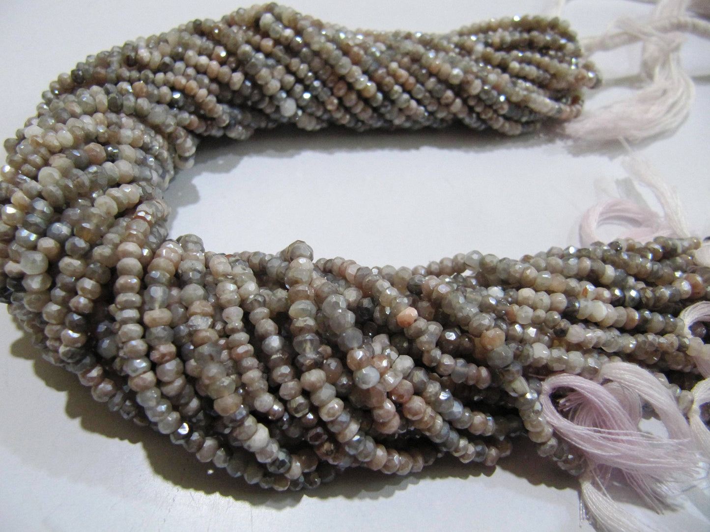 Natural Multi Moonstone Silver AB Mystic Coated Rondelle Faceted Beads 3-4mm Strand 13inches long Top Quality Wholesale prices Beads