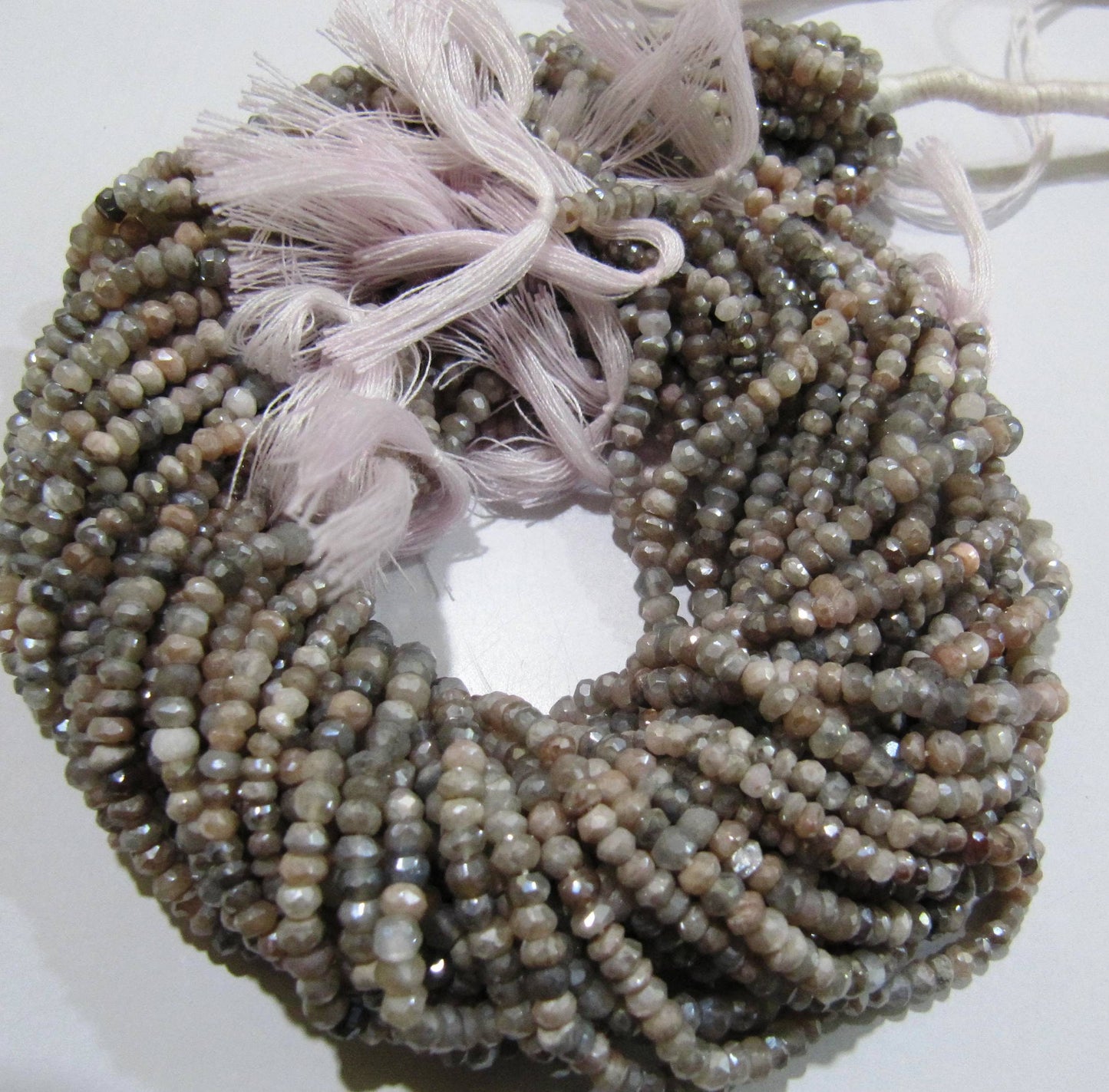 Natural Multi Moonstone Silver AB Mystic Coated Rondelle Faceted Beads 3-4mm Strand 13inches long Top Quality Wholesale prices Beads