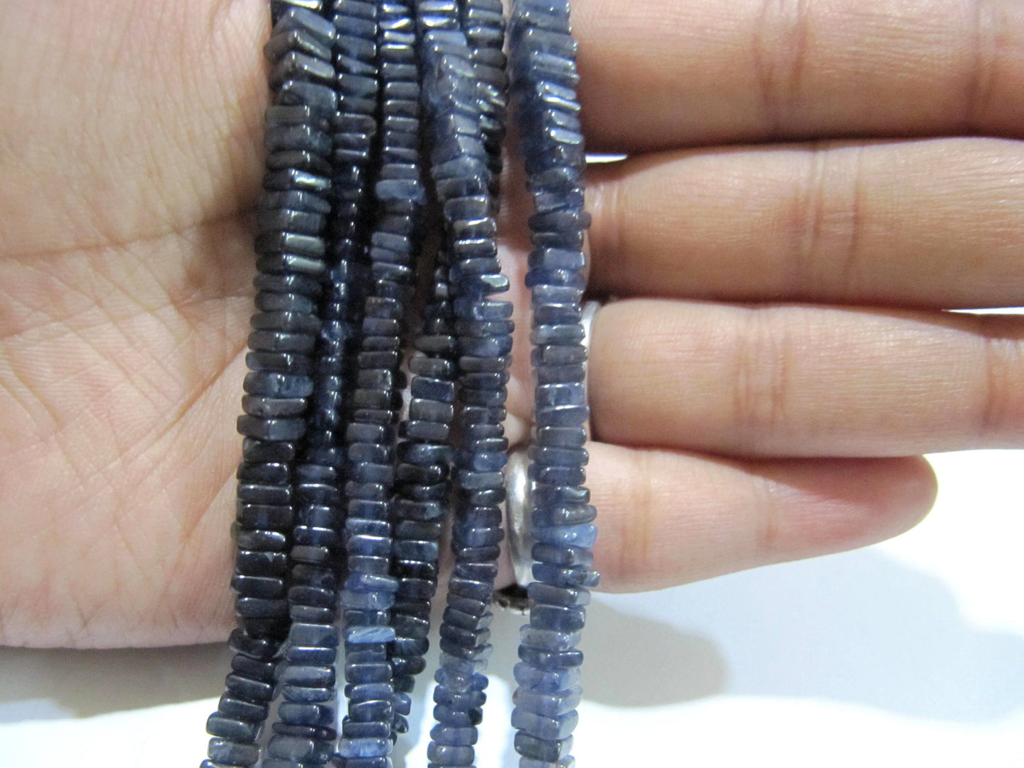 Natural Iolite Heishi Cut Square Shape Beads 4-6mm Gemstone Beads Strand 8 inches Long Blue color Jewelry making gemstone
